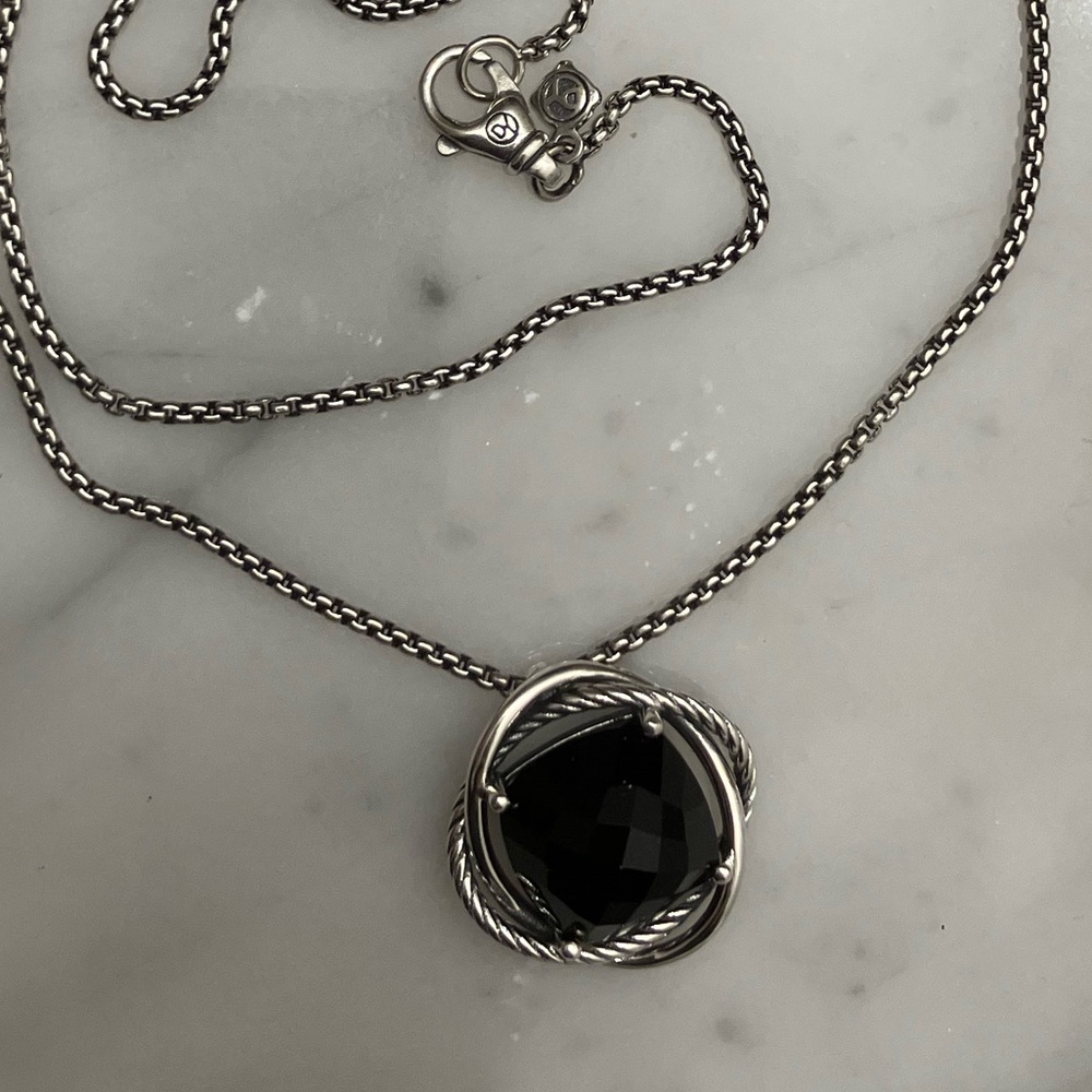 David Yurman Infinity Necklace with Onyx, Sterling Silver